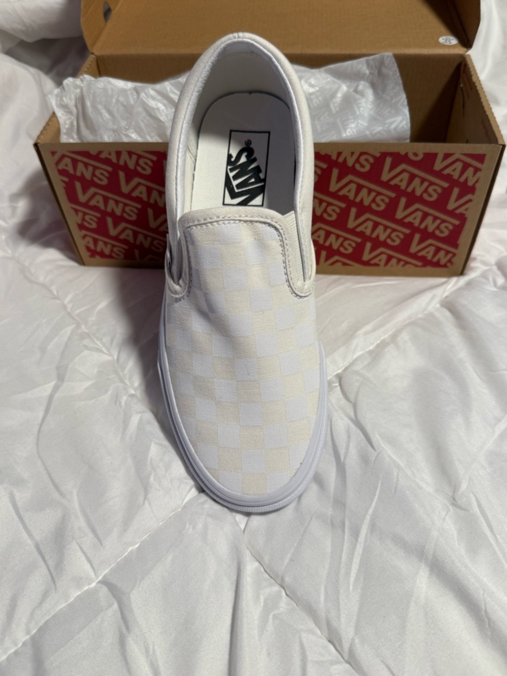 Vans White Checkerboard Slip-On Loafers women’s 7.5 men 6